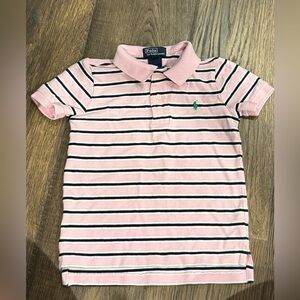 Ralph Lauren Pink and Black Polo Shirt Classic Striped Design